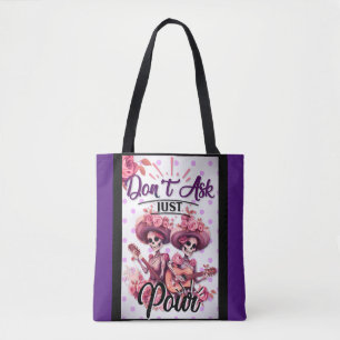 Bolso De Tela Calavera de azúcar morado y Bonito