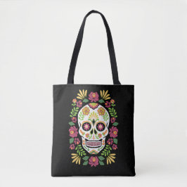 Bolso De Tela Calavera de azúcar popular mexicana y Rosas