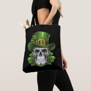 Bolso De Tela Calavera de azúcar St Patrick's Day Shamrock