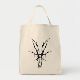Bolso De Tela Calavera de Ciervo Tribal Negro Diseño de Caza