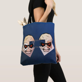 Bolso De Tela Calavera de ojos rojos y fondo azul
