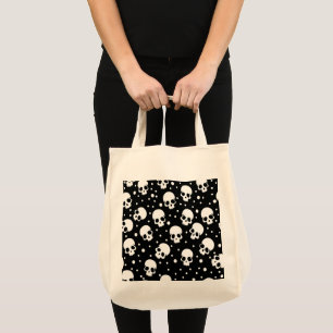 Bolso De Tela Calavera de punto de polka monocroma
