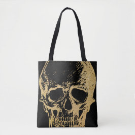 Bolso De Tela Calavera dorada | TOTE | Negro