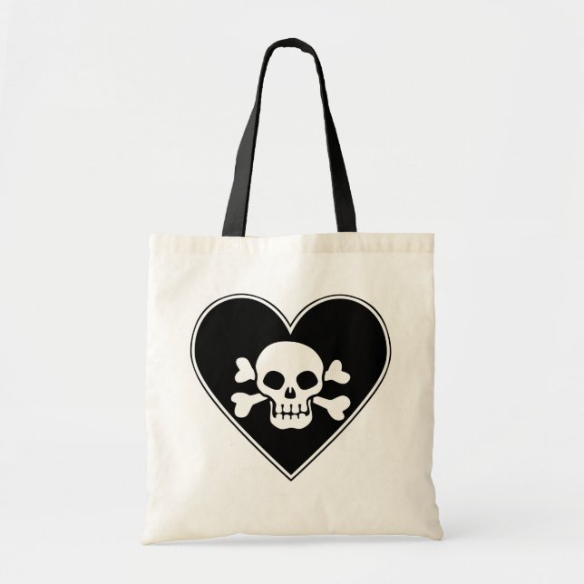 Bolso De Tela Calavera en el corazón (Frente)
