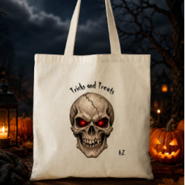 Bolso De Tela Calavera espeluznante con ojos brillantes iniciale