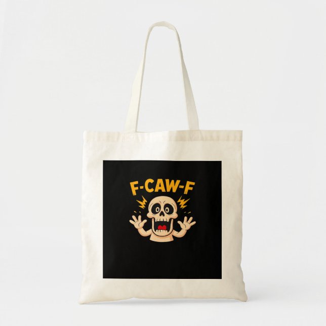 Bolso De Tela Calavera F-Caw-F de Halloween (Frente)