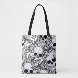 Bolso De Tela Calavera, mariposas: patrón de cosecha a mano