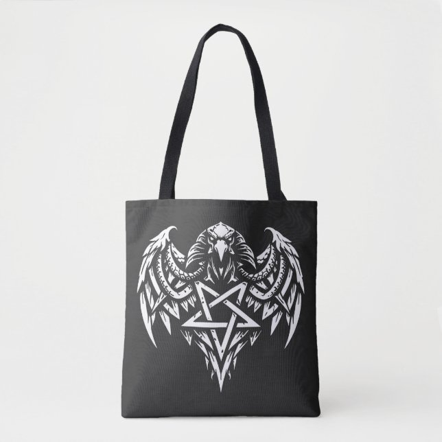 Bolso De Tela Calavera Pentagrama Tribal de BurnsInhell (Anverso)