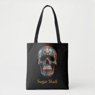 Bolso De Tela Calavera personalizada de oro y turquesa del Día d