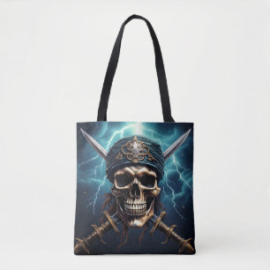 Bolso De Tela Calavera pirata con Tote de espadas