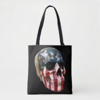 Calavera roja y azul en todo un tote impreso