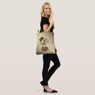 Bolso De Tela Calavera Steampunk sobre oro