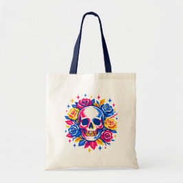Bolso De Tela Calavera y Flores