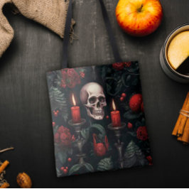 Bolso De Tela Calavera y Rosas