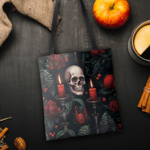 Bolso De Tela Calavera y Rosas