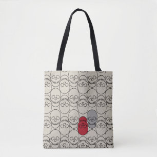 Bolso De Tela Calaveras - Blanco óseo y negro mural