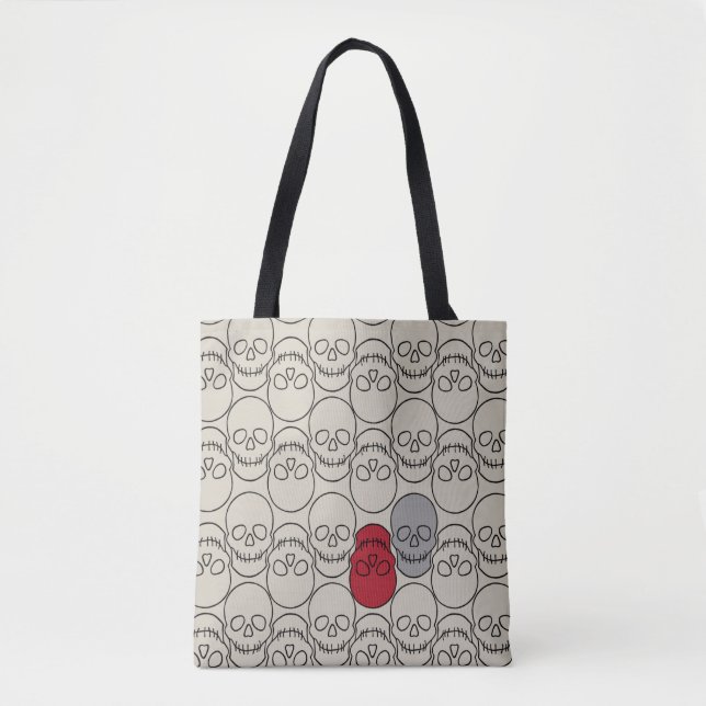 Bolso De Tela Calaveras - Blanco óseo y negro mural (Anverso)