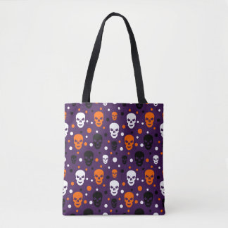 Bolso De Tela Calaveras Coloridas de Halloween Patrón de Lunares