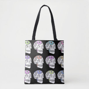 Bolso De Tela Calaveras de azúcar con flores