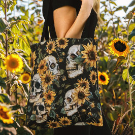 Bolso De Tela Calaveras de Gótico de verano y girasoles tembloro