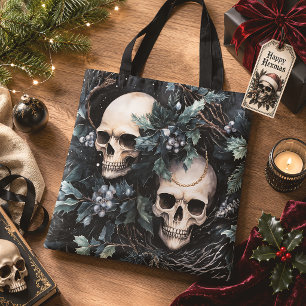 Bolso De Tela Calaveras góticas de Navidad Spooky Creepmas