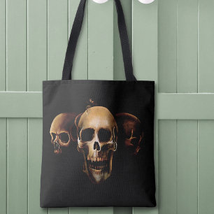 Bolso De Tela Calaveras Góticas Oscuras Humanas Trío Negro Criat