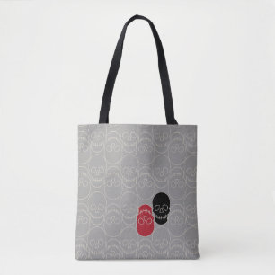Bolso De Tela Calaveras - Gris fantasma y blanco óseo