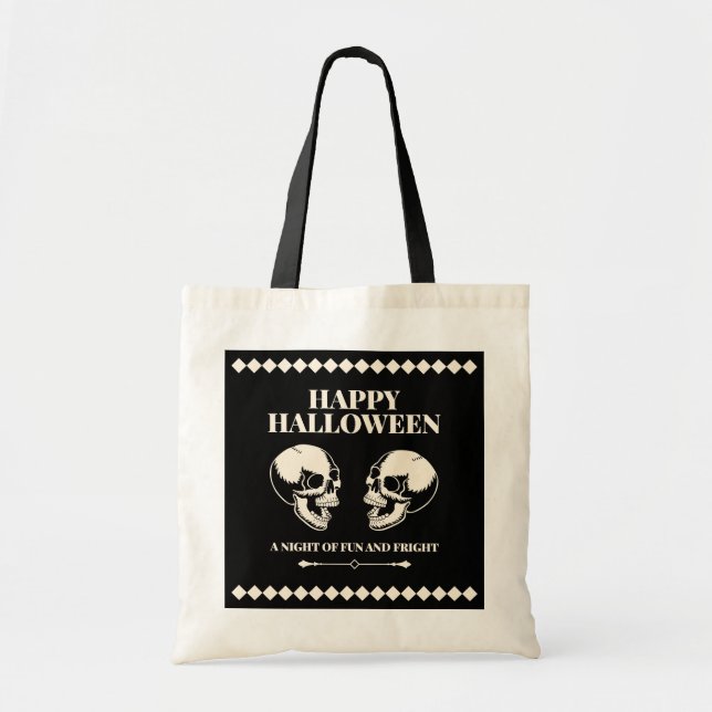 Bolso De Tela Calaveras Riéndose Halloween (Frente)