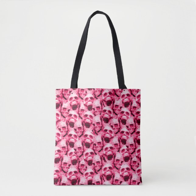 Bolso De Tela Calaveras rosadas calientes (Anverso)