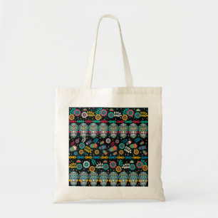 Bolso De Tela Calaveras tribales de Boho: patrón colorido.