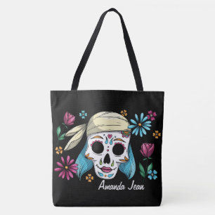 Bolso De Tela Calaveras y flores de Guitars