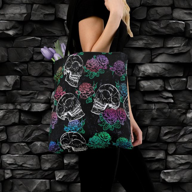 Bolso De Tela Calaveras y Rosas oscuros | Funky Glam Ombre Grung (Subido por el creador)