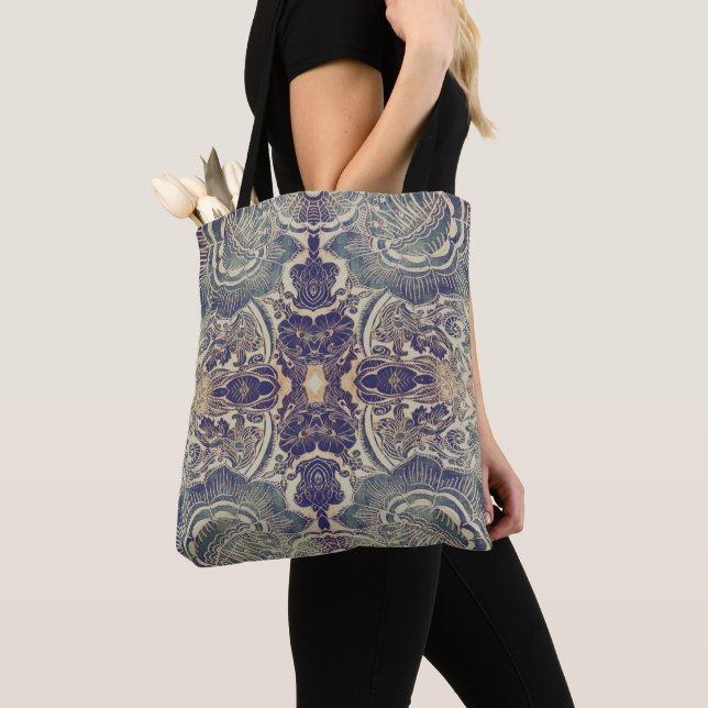 Bolso De Tela Caleidoscopio floral negro (Detalle)