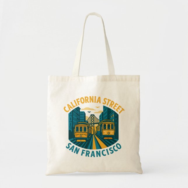 Bolso De Tela Calfornia Street Cable cars San Francisco (Frente)