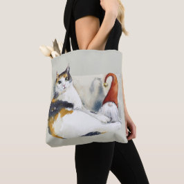 Bolso De Tela Calico Cat Gnome y Tortoiseshell Watercolor