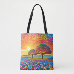 Bolso De Tela Calidoscopio de la Naturaleza en el Atardecer