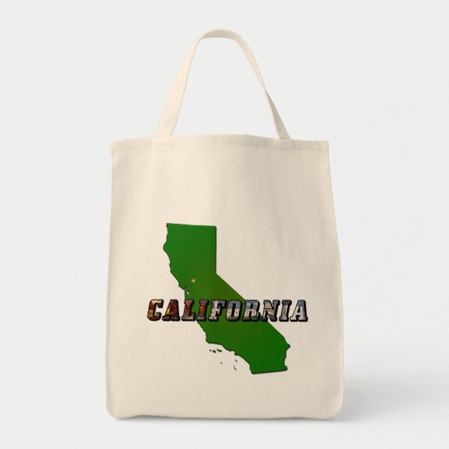 Bolso De Tela California Map and Picture Text (Frente)