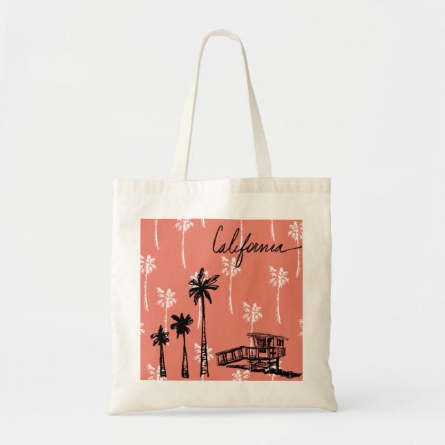 Bolso De Tela california vibes tote bag (coral) V2 (Frente)