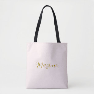 Bolso De Tela Caligrafía elegante de nombre simple en color dora