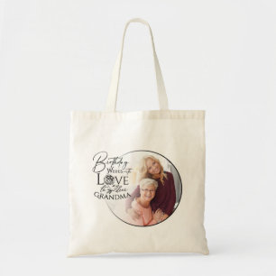 Bolso De Tela Caligrafía Minimalista Cumpleaños Foto Abuela