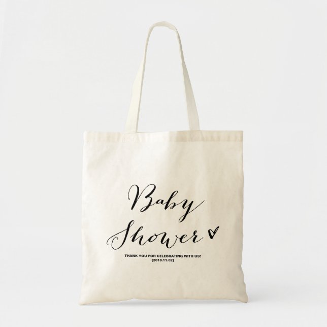 Bolso De Tela Caligrafía moderna Baby Shower Party Favor Bag (Frente)