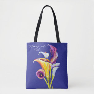 Bolso De Tela Calla Lillies Booming Watercolor Belleza Botánica