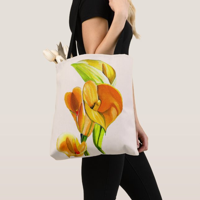Bolso De Tela Calla lily blossom acuarela floral (Detalle)