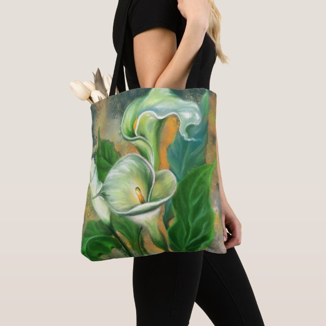 Bolso De Tela Calla Lily Flores Tote Bag - Pintura (Detalle)