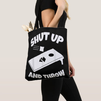 Bolso De Tela Cállate y tira diseño divertido de Cornhole Cornho