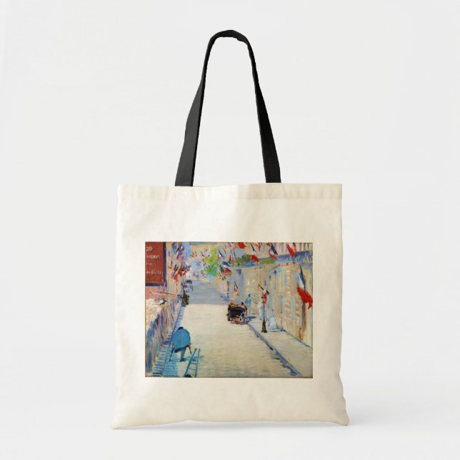 Bolso De Tela Calle con banderas francesas, Manet (Frente)