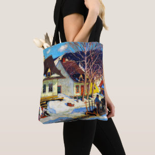 Bolso De Tela Calle Quebec Village - Arte de Clarence Gagnon