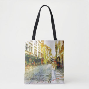 Bolso De Tela Calles de la acuarela vieja de Praga