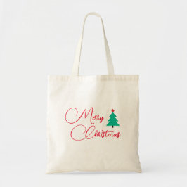 Bolso De Tela Calligrafía del árbol de navidad de Feliz