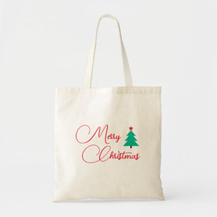 Bolso De Tela Calligrafía del árbol de navidad de Feliz